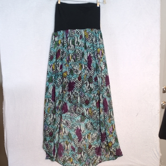 No Boundaries Junior's High‎ Low Strapless Flowy Gypsy Hippie Dress Size XL - Picture 1 of 7